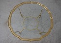 68558: LABARGE Brass Frame Glass Top Coffee Table