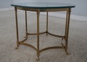 68604: LABARGE Glass Top Brass Base Lamp Table w. 