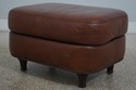 F68541: Pair Brown Leather Ottoman Or Stools