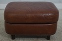 F68541: Pair Brown Leather Ottoman Or Stools