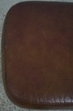 F68541: Pair Brown Leather Ottoman Or Stools