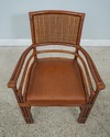 60155EC: ETHAN ALLEN Bamboo Form Leather Seat Armc