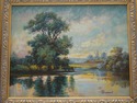 F73329: Oil On Board Landscape Riverside Painting 