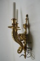 F73308: Pair Brass French Regency Style Lighted Wa