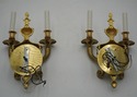F73308: Pair Brass French Regency Style Lighted Wa