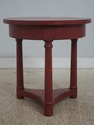 L73346: Round Red Painted Primitive Side Table