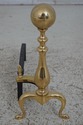 F64475EC: Pair BENNETT Brass Cannonball Fireplace 