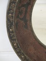 F47355EC: Round Decorative Textured Leather Mirror