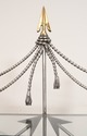 68692: Neoclassical Style Wrought Iron Brass & Gla