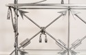 68692: Neoclassical Style Wrought Iron Brass & Gla
