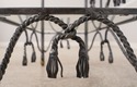 68692: Neoclassical Style Wrought Iron Brass & Gla