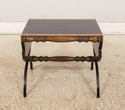 68650: Swiss Style Iron Base Wood Occasional Accen