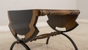 68650: Swiss Style Iron Base Wood Occasional Accen