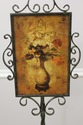 F56005EC: Paint Decorated Iron Base Fire Screen