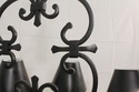 F55702EC: Black Metal 6 Arm Chandelier w. Tole Sha