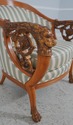 64141EC: Lionhead Carved Arm Upholstered Neoclassi