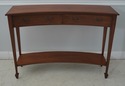 L64128EC: Mahogany 2 Drawer Crescent Shape Console