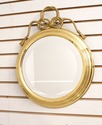 F68407: French Style Round Brass Hanging Mirror