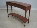 64129EC: Mahogany 2 Drawer Crescent Shape Console 