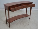 64129EC: Mahogany 2 Drawer Crescent Shape Console 