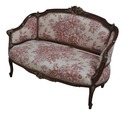 64270EC: Vintage French Toile Upholstered Settee L