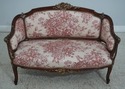 64270EC: Vintage French Toile Upholstered Settee L