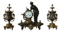 LF50461EC/66EC: Antique 3 Piece Bronze Clock & Urn