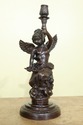 LF32395EC: Pair Bronze Cherub Candelabra Sculpture