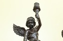 LF32395EC: Pair Bronze Cherub Candelabra Sculpture