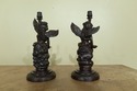 LF32395EC: Pair Bronze Cherub Candelabra Sculpture