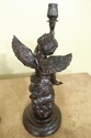 LF32395EC: Pair Bronze Cherub Candelabra Sculpture