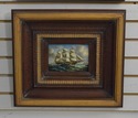 F66391EC: Pair Artist Signed Ship Oil Paintings On