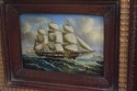 F66391EC: Pair Artist Signed Ship Oil Paintings On