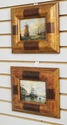 LF66392EC: Pair Tall Ship Framed Oil Paintings On 