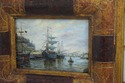 LF66392EC: Pair Tall Ship Framed Oil Paintings On 