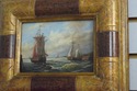 LF66392EC: Pair Tall Ship Framed Oil Paintings On 