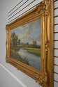 F66384EC: Large Gold Frame Meadow Landscape Oil Pa