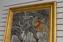 F66376EC: B.FRANK Signed Zebra & Gazel Framed Oil 