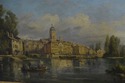 F66389EC: BRIGMAN Signed European River Oil Painti