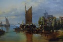 F66388EC: Artist Signed European Harbour Oil Paint