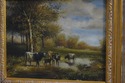 F66402EC: CANTRELL Signed Cows Oil Painting On Can