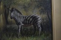 F66377EC: Artist Signed Framed Zebra Oil Painting 