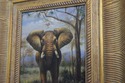 F66378EC: Artist Signed Framed Elephant Oil Painti