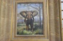 F66378EC: Artist Signed Framed Elephant Oil Painti