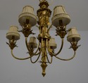 F66290EC: Italian Toleware & Wood Gold Chandelier