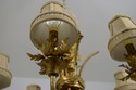 F66290EC: Italian Toleware & Wood Gold Chandelier