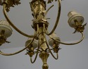 F66290EC: Italian Toleware & Wood Gold Chandelier