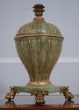 LF66461EC: MAITLAND SMITH Green Lidded Urn Bronze