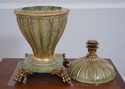 LF66461EC: MAITLAND SMITH Green Lidded Urn Bronze