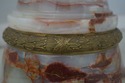 F70834: French Empire Onyx Marble Bronze Trim Pede